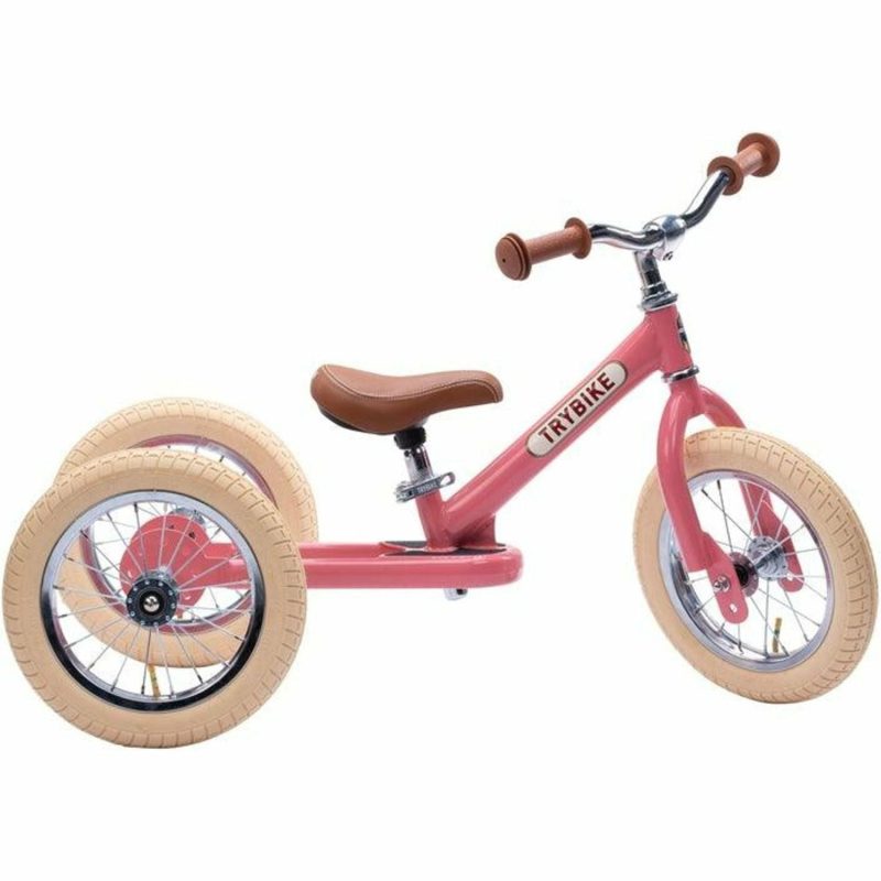 Balance Bikes | Trybike – Pink Vintage, Cream Tyres And Chrome (3 Wheel) Balance Bikes Balance Bikes