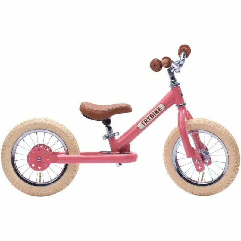 Balance Bikes | Trybike – Pink Vintage, Cream Tyres And Chrome (3 Wheel) Balance Bikes Balance Bikes