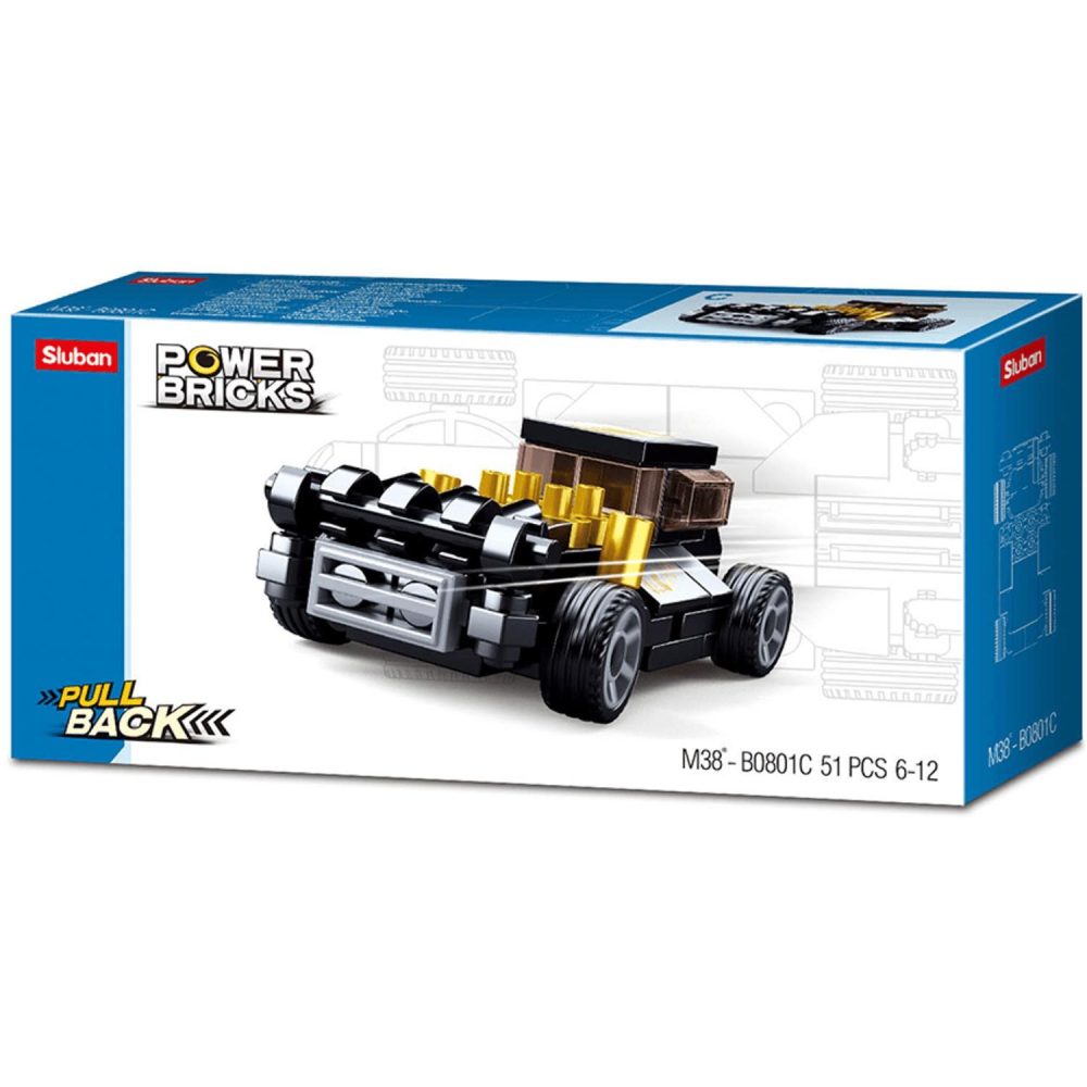 Building & Construction Toys | Power Bricks Pull Back Car – Black Mod Rod Building & Construction Toys Building & Construction Toys