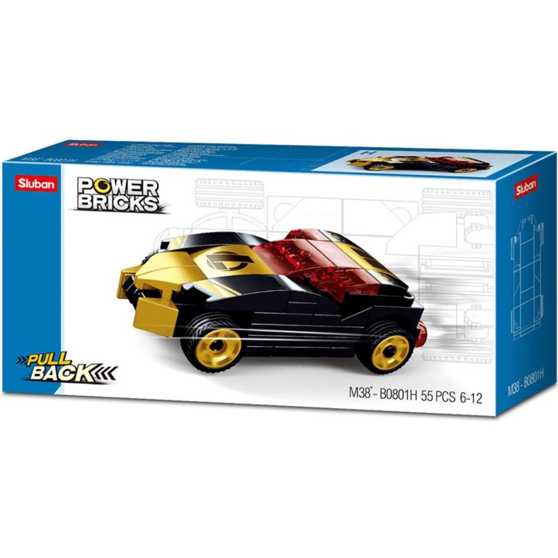 Building & Construction Toys | Power Bricks Pull Back Car – Gold Black Winner Building & Construction Toys Building & Construction Toys