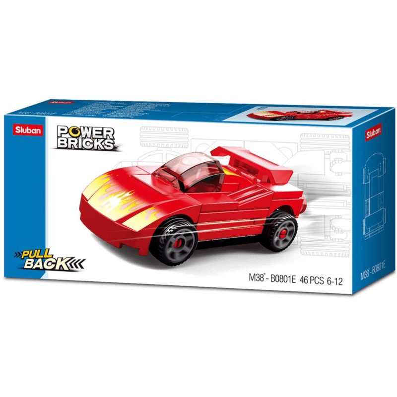 Building & Construction Toys | Power Bricks Pull Back Car – Red Furious Building & Construction Toys Building & Construction Toys