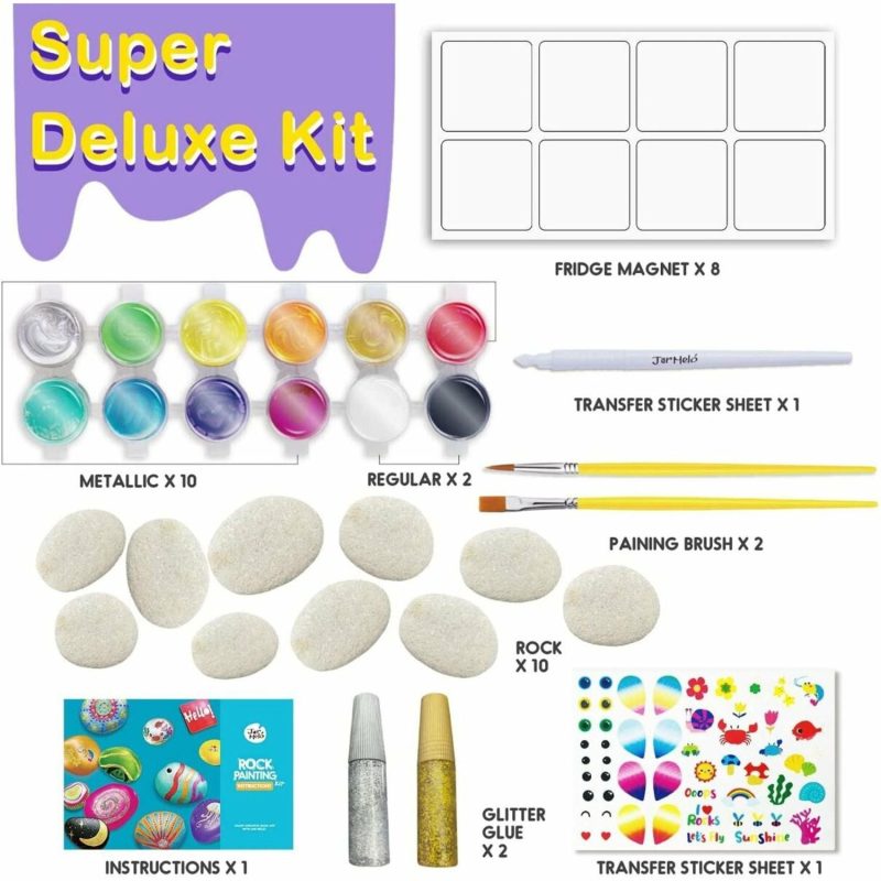 Creative Toys | Rock Painting With Metallic Paints & Glitter Glues Craft Kit Creative Toys Creative Toys