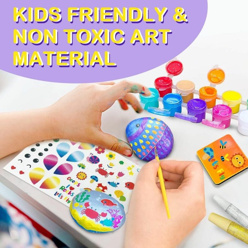 Creative Toys | Rock Painting With Metallic Paints & Glitter Glues Craft Kit Creative Toys Creative Toys