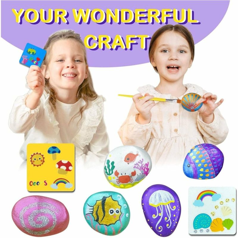 Creative Toys | Rock Painting With Metallic Paints & Glitter Glues Craft Kit Creative Toys Creative Toys