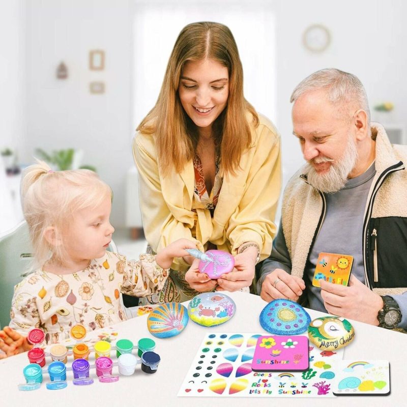 Creative Toys | Rock Painting With Metallic Paints & Glitter Glues Craft Kit Creative Toys Creative Toys