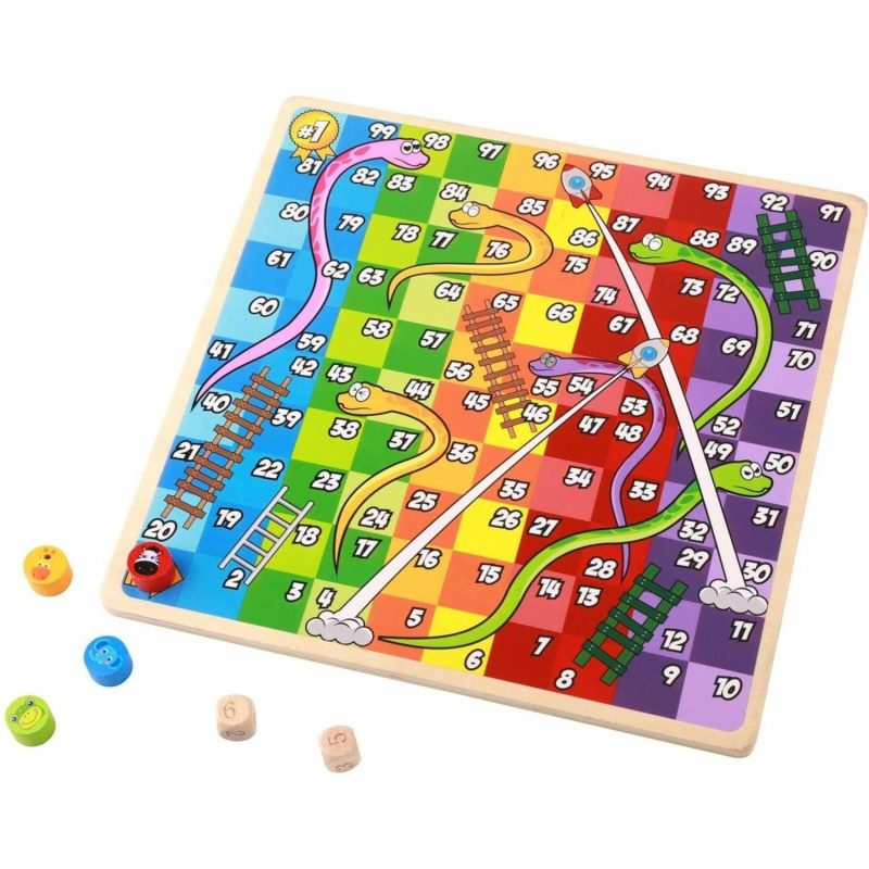 Games | 2 In 1 Wooden Board Game – Ludo, Snakes & Ladders Games Games