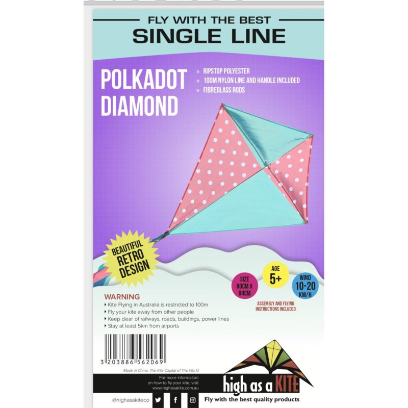 Kites | Single Line Kite: Polkadot Diamond Kites Kites