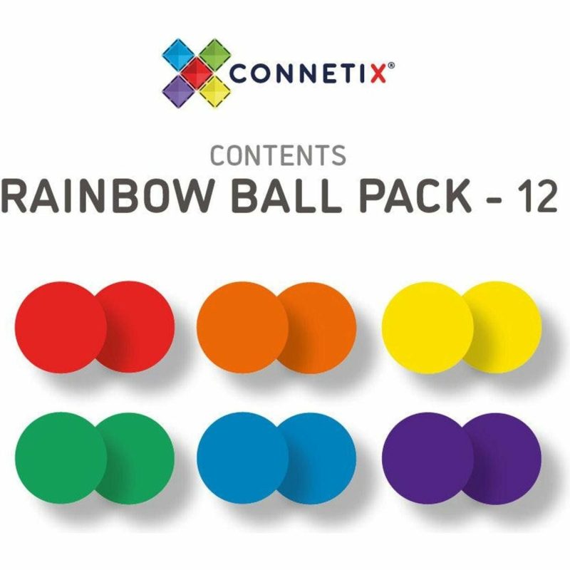 Magnetic Tile Toys | 12 Piece Rainbow Replacement Ball Pack Magnetic Tile Toys Magnetic Tile Toys