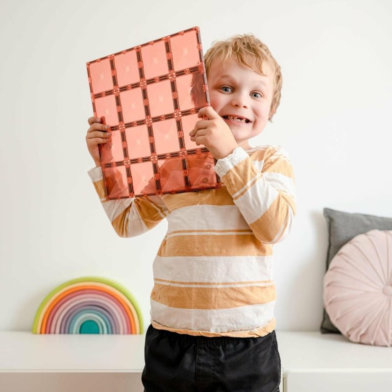 Magnetic Tile Toys | 2 Piece Base Plate Lemon & Peach Pack Pastel Magnetic Tile Toys Magnetic Tile Toys