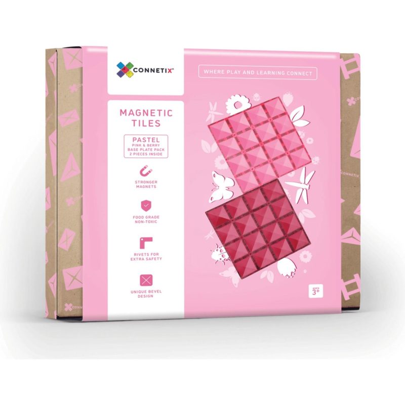 Magnetic Tile Toys | 2 Piece Base Plate Pink & Berry Pack Pastel Magnetic Tile Toys Magnetic Tile Toys