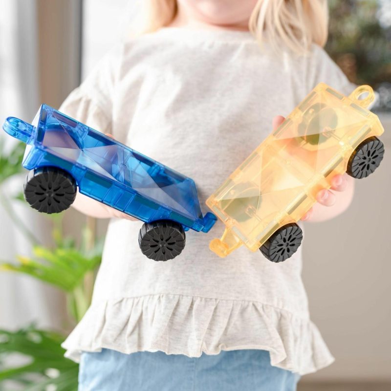 Magnetic Tile Toys | 2 Piece Car Pack Rainbow Magnetic Tile Toys Magnetic Tile Toys