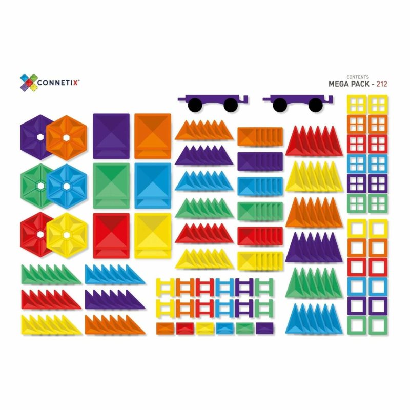 Magnetic Tile Toys | 212 Piece Mega Pack Rainbow Magnetic Tile Toys Magnetic Tile Toys