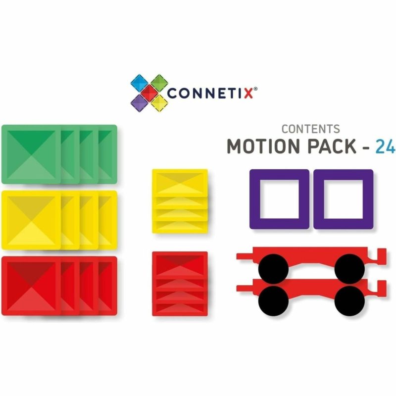 Magnetic Tile Toys | 24 Piece Motion Pack Rainbow Magnetic Tile Toys Magnetic Tile Toys