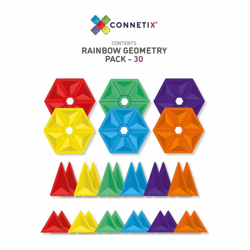 Magnetic Tile Toys | 30 Piece Geometry Rainbow Magnetic Tile Toys Magnetic Tile Toys