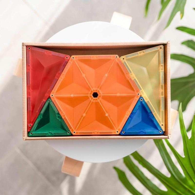 Magnetic Tile Toys | 30 Piece Geometry Rainbow Magnetic Tile Toys Magnetic Tile Toys