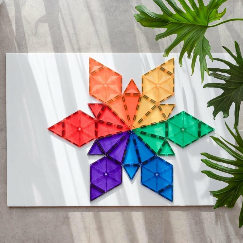 Magnetic Tile Toys | 30 Piece Geometry Rainbow Magnetic Tile Toys Magnetic Tile Toys