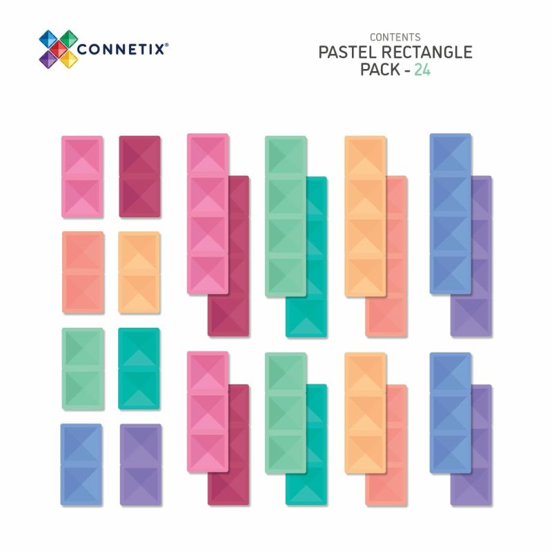 Magnetic Tile Toys | Pastel Rectangle Pack 24 Piece Magnetic Tile Toys Magnetic Tile Toys