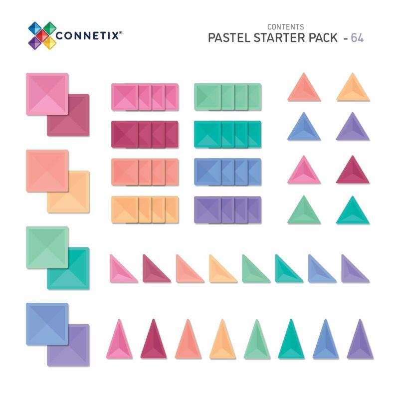 Magnetic Tile Toys | Pastel Starter Pack 64 Piece Magnetic Tile Toys Magnetic Tile Toys