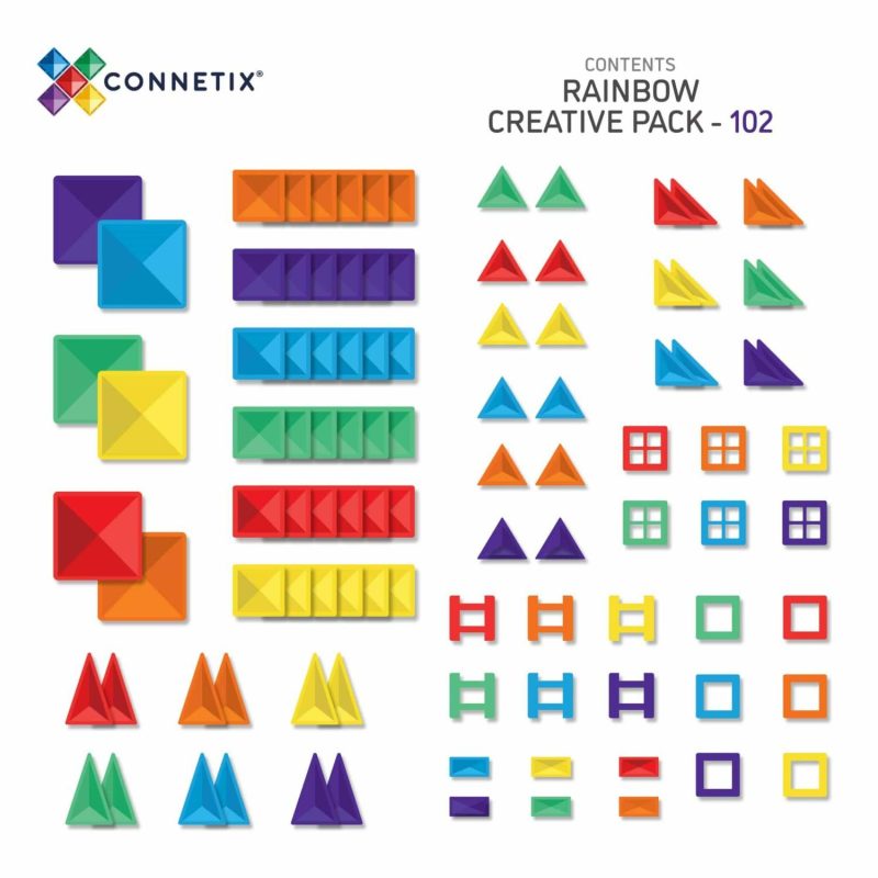 Magnetic Tile Toys | Rainbow Creative Pack 102 Piece Magnetic Tile Toys Magnetic Tile Toys