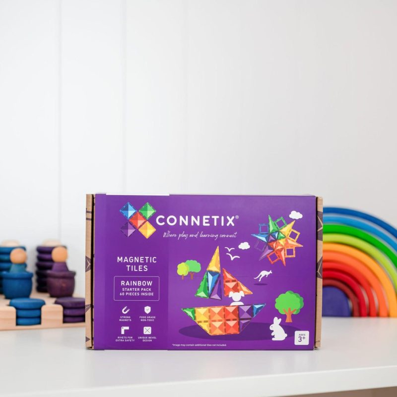 Magnetic Tile Toys | Rainbow Starter Pack 60 Piece Magnetic Tile Toys Magnetic Tile Toys