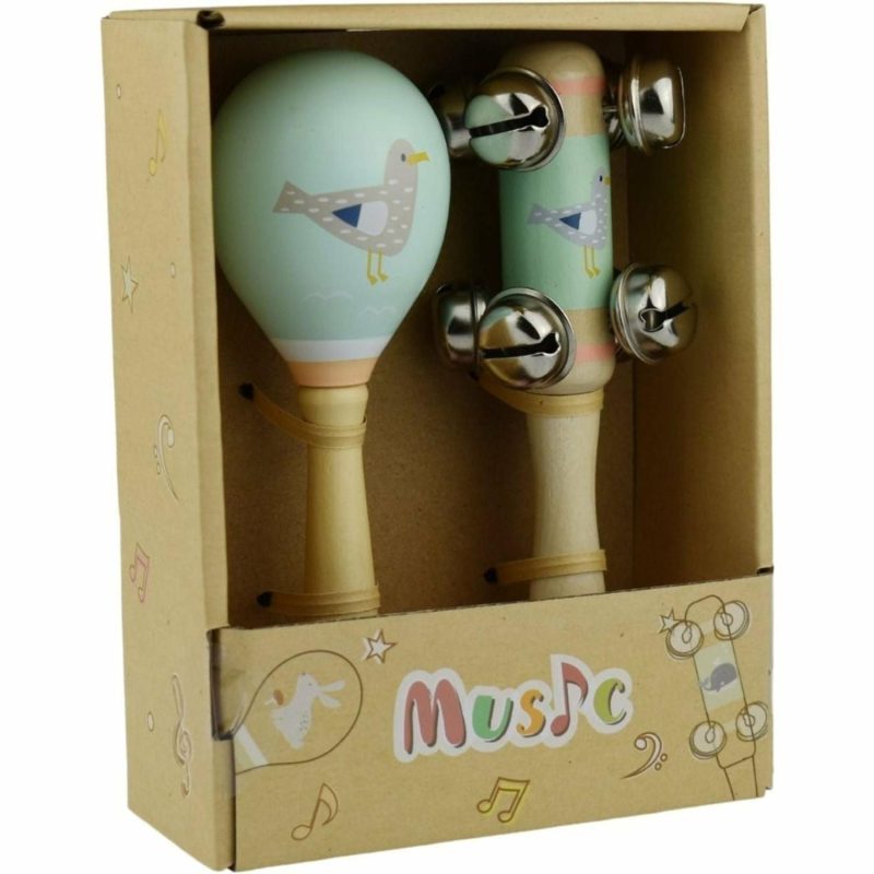 Musical Toys | Calm & Breezy Sea Wooden Maraca & Bell Stick Set Musical Toys Musical Toys