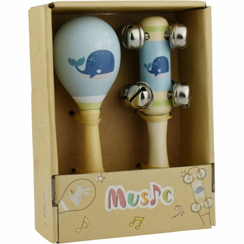 Musical Toys | Calm & Breezy Sea Wooden Maraca & Bell Stick Set Musical Toys Musical Toys