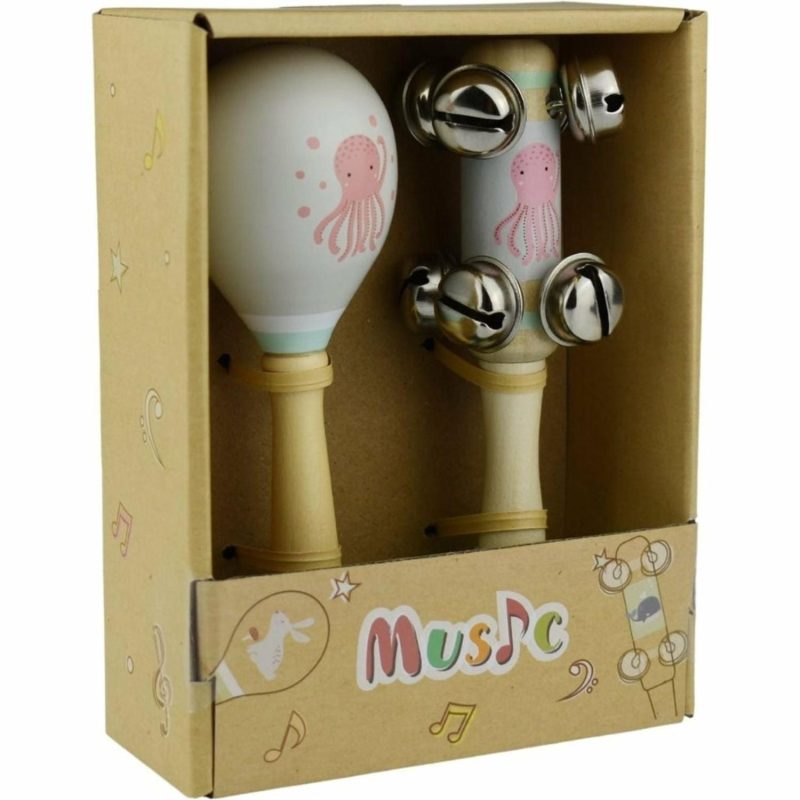 Musical Toys | Calm & Breezy Sea Wooden Maraca & Bell Stick Set Musical Toys Musical Toys