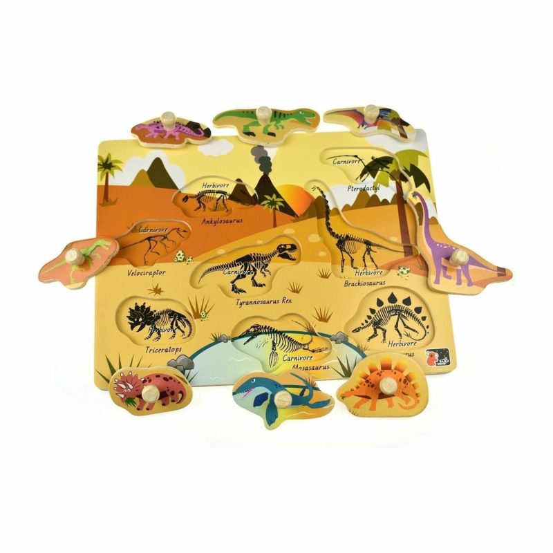 Puzzles | 2 In 1 Peg Puzzle – Dinosaurs Puzzles Puzzles