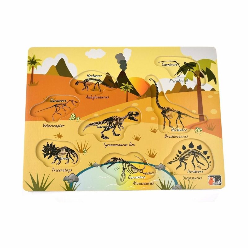 Puzzles | 2 In 1 Peg Puzzle – Dinosaurs Puzzles Puzzles