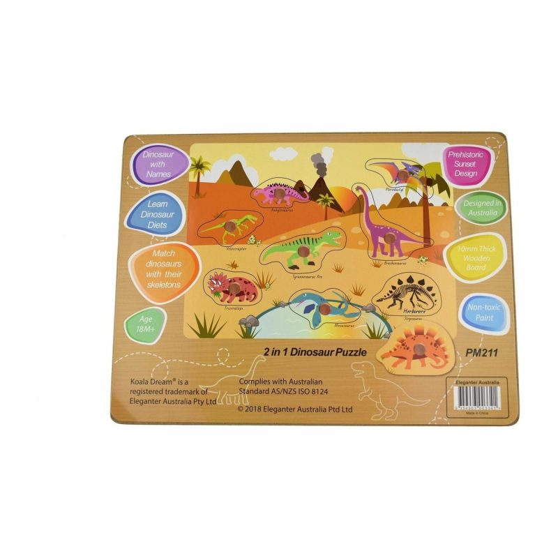 Puzzles | 2 In 1 Peg Puzzle – Dinosaurs Puzzles Puzzles