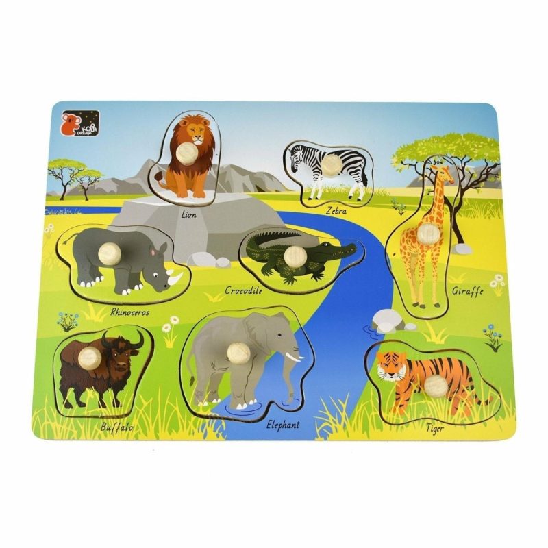 Puzzles | 2 In 1 Peg Puzzle – Wild Animals Puzzles Puzzles