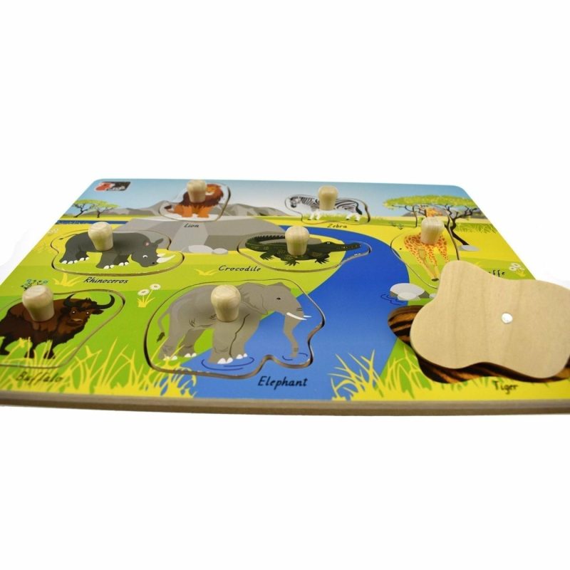 Puzzles | 2 In 1 Peg Puzzle – Wild Animals Puzzles Puzzles