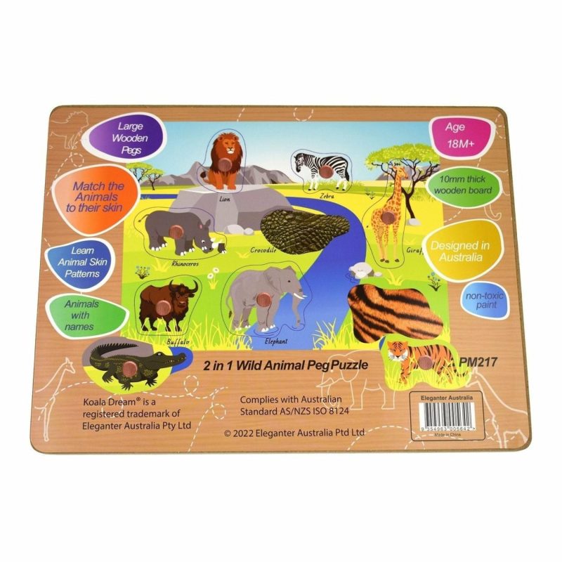 Puzzles | 2 In 1 Peg Puzzle – Wild Animals Puzzles Puzzles