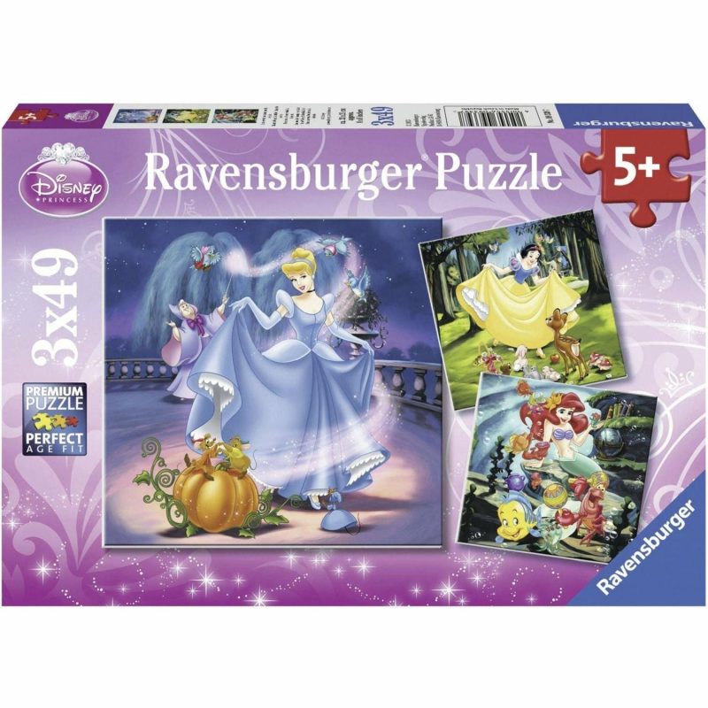 Puzzles | Disney Snow White Cinderella Ariel 3X49Pc Puzzles Puzzles