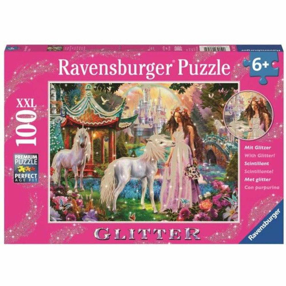 Puzzles | Glittery Princess With Unicorn Puzzle – 100 Pieces Puzzles Puzzles