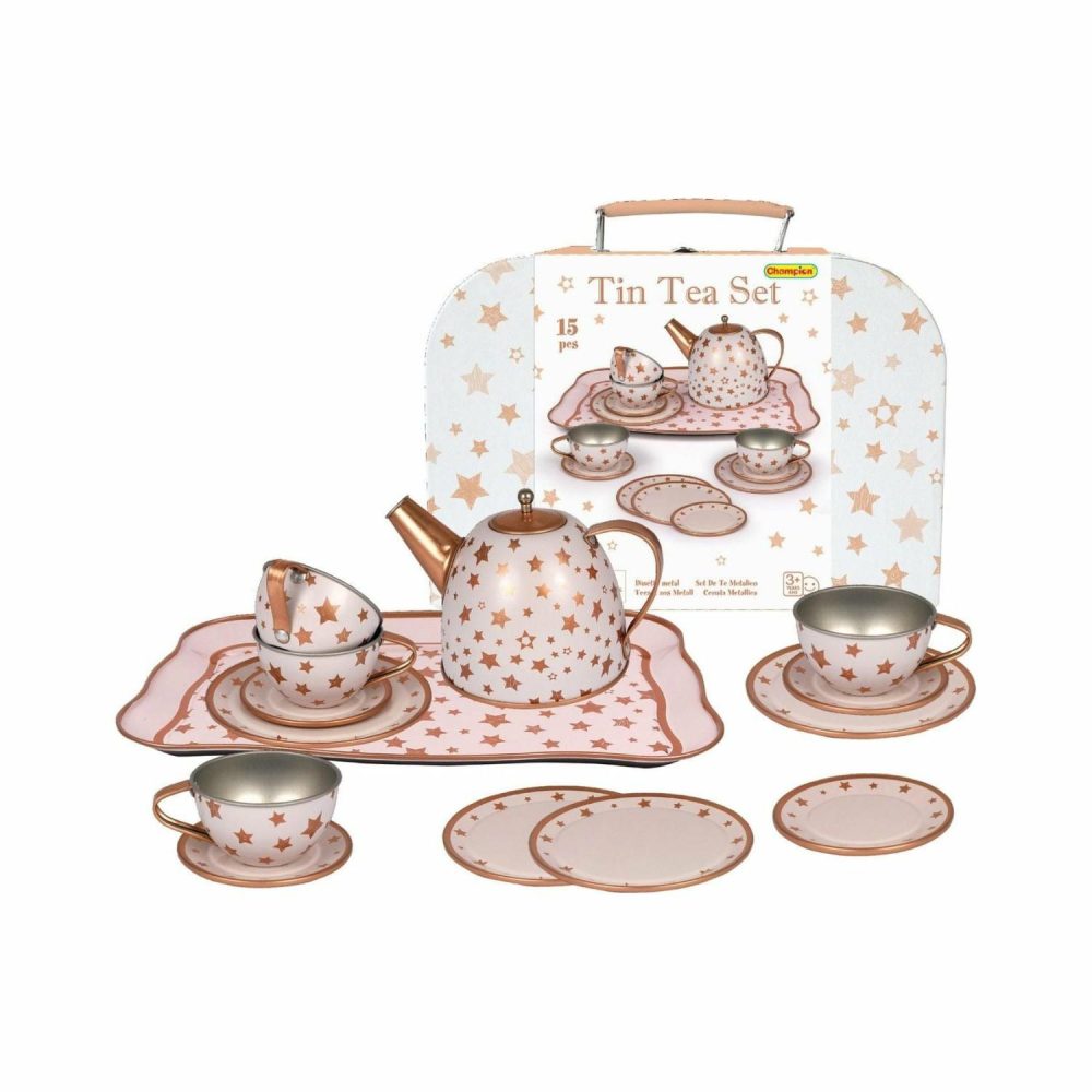 Role Play & Dress Up Toys | Gold Star Tin Tea Set In Suitcase Role Play & Dress Up Toys Role Play & Dress Up Toys