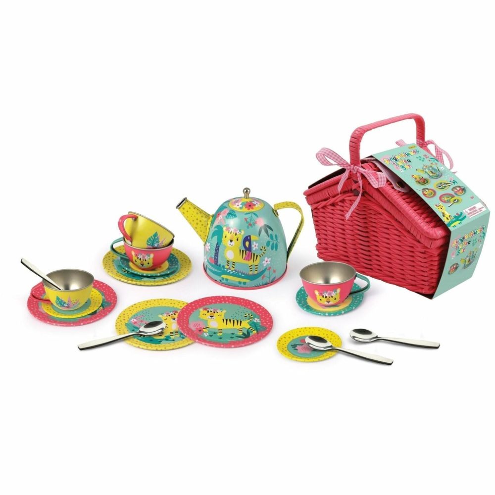 Role Play & Dress Up Toys | Tiger Tin Tea Set In Picnic Basket (18 Piece Set) Role Play & Dress Up Toys Role Play & Dress Up Toys