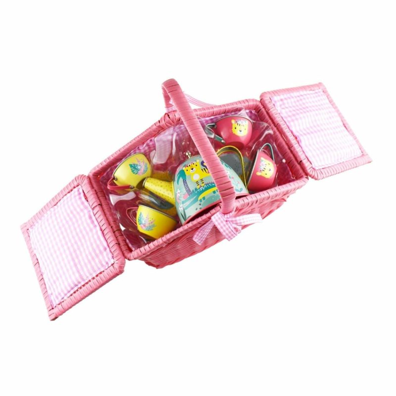 Role Play & Dress Up Toys | Tiger Tin Tea Set In Picnic Basket (18 Piece Set) Role Play & Dress Up Toys Role Play & Dress Up Toys