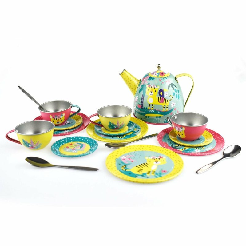 Role Play & Dress Up Toys | Tiger Tin Tea Set In Picnic Basket (18 Piece Set) Role Play & Dress Up Toys Role Play & Dress Up Toys