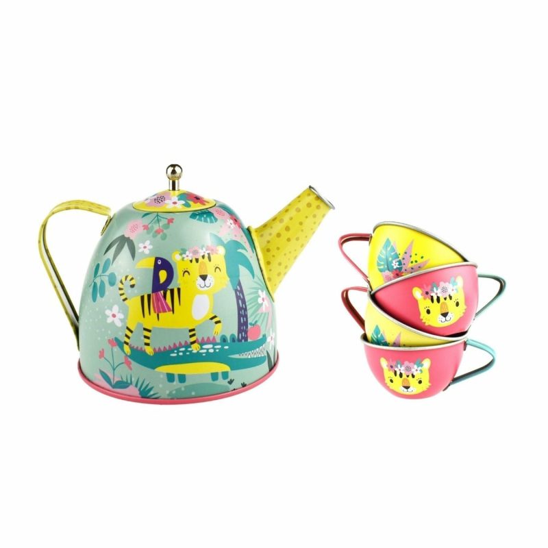 Role Play & Dress Up Toys | Tiger Tin Tea Set In Picnic Basket (18 Piece Set) Role Play & Dress Up Toys Role Play & Dress Up Toys