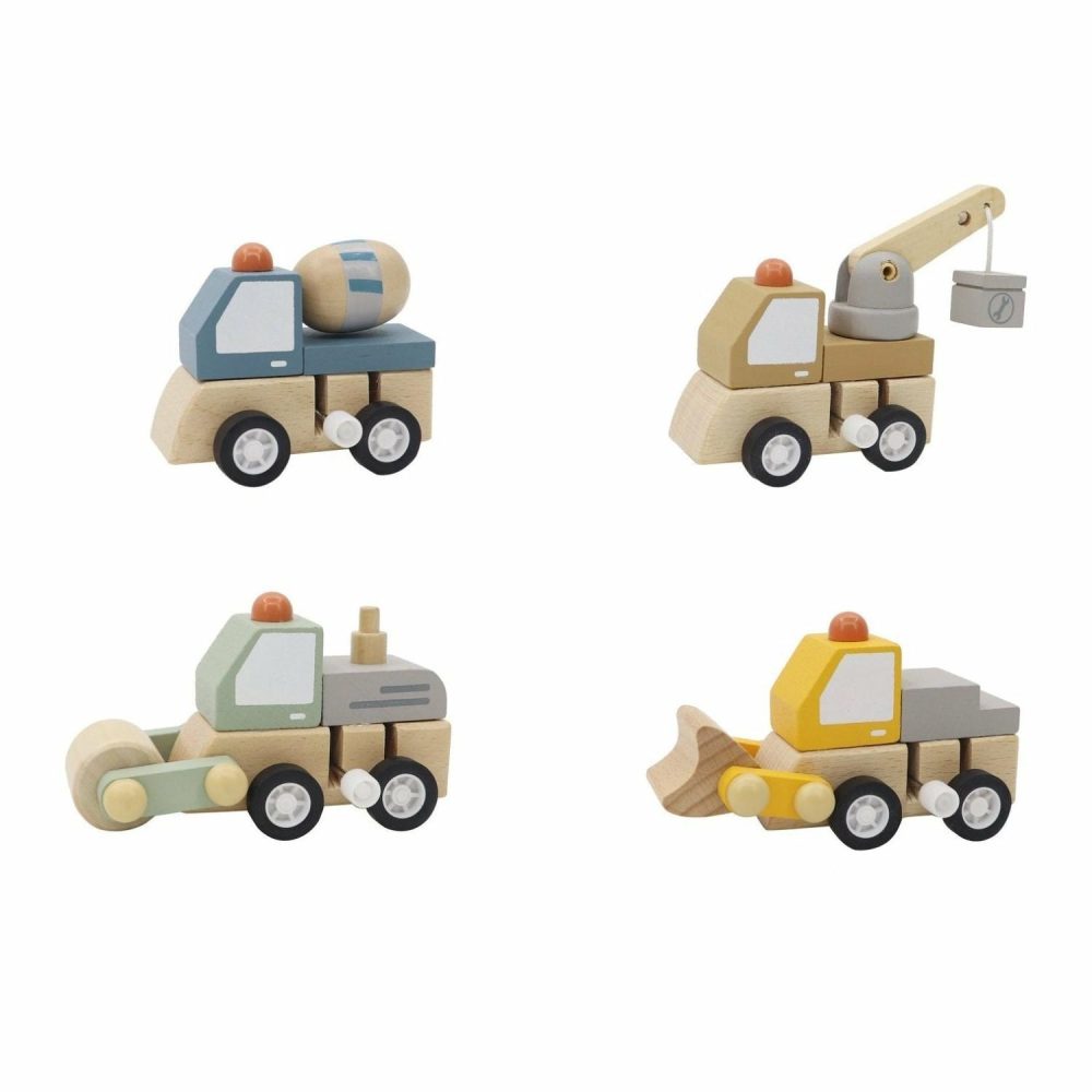 Toy Cars | Wooden Wind Up Construction Trucks (Assorted) Shop Toy Cars