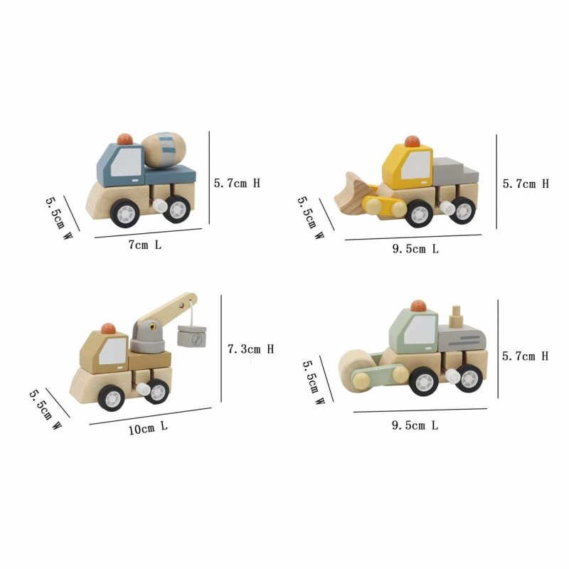 Toy Cars | Wooden Wind Up Construction Trucks (Assorted) Shop Toy Cars