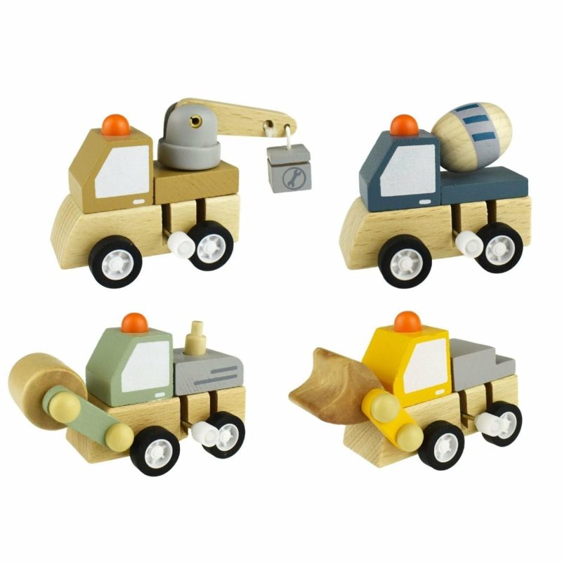 Toy Cars | Wooden Wind Up Construction Trucks (Assorted) Shop Toy Cars