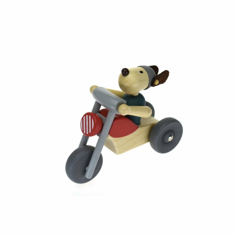 Wooden Toys | Retro Motorcycle With Dog Rider Shop Wooden Toys