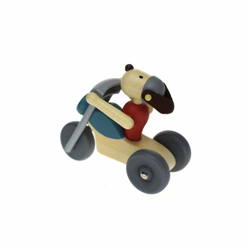 Wooden Toys | Retro Motorcycle With Dog Rider Shop Wooden Toys