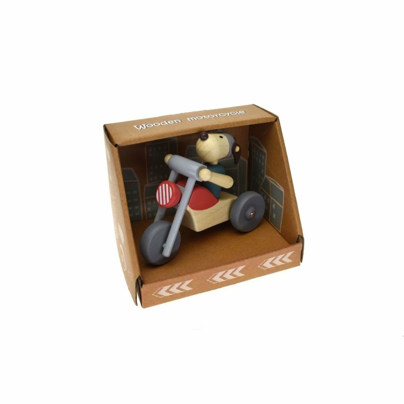 Wooden Toys | Retro Motorcycle With Dog Rider Shop Wooden Toys