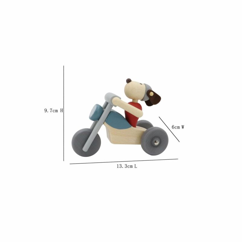 Wooden Toys | Retro Motorcycle With Dog Rider Shop Wooden Toys