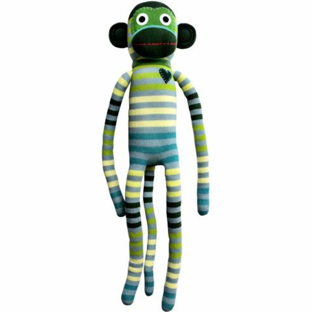 Plush & Soft Toys | Sock Monkey – Billie Green And Blue Striped Monkey 70Cm Plush & Soft Toys Plush & Soft Toys